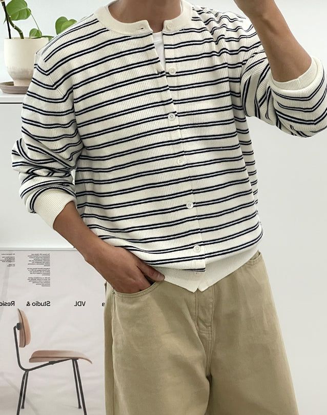 Tess Round Stripe Cardigan