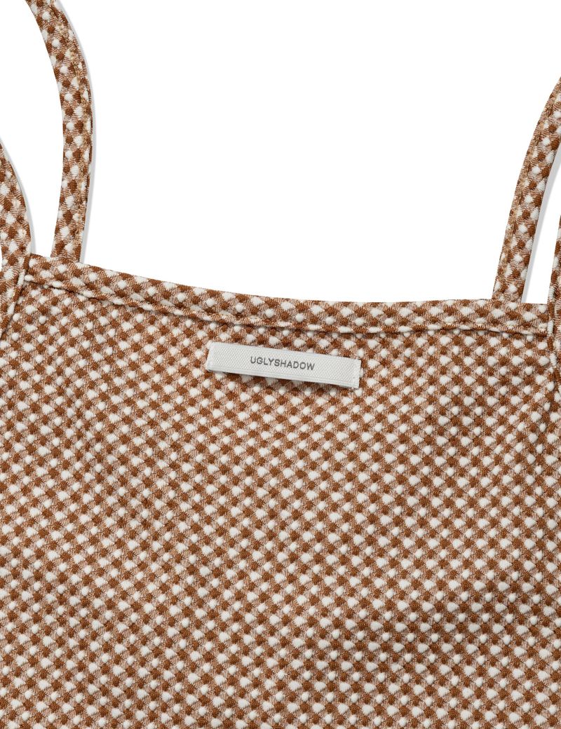 CHECKERED LACE SLEEVELESS(BROWN)