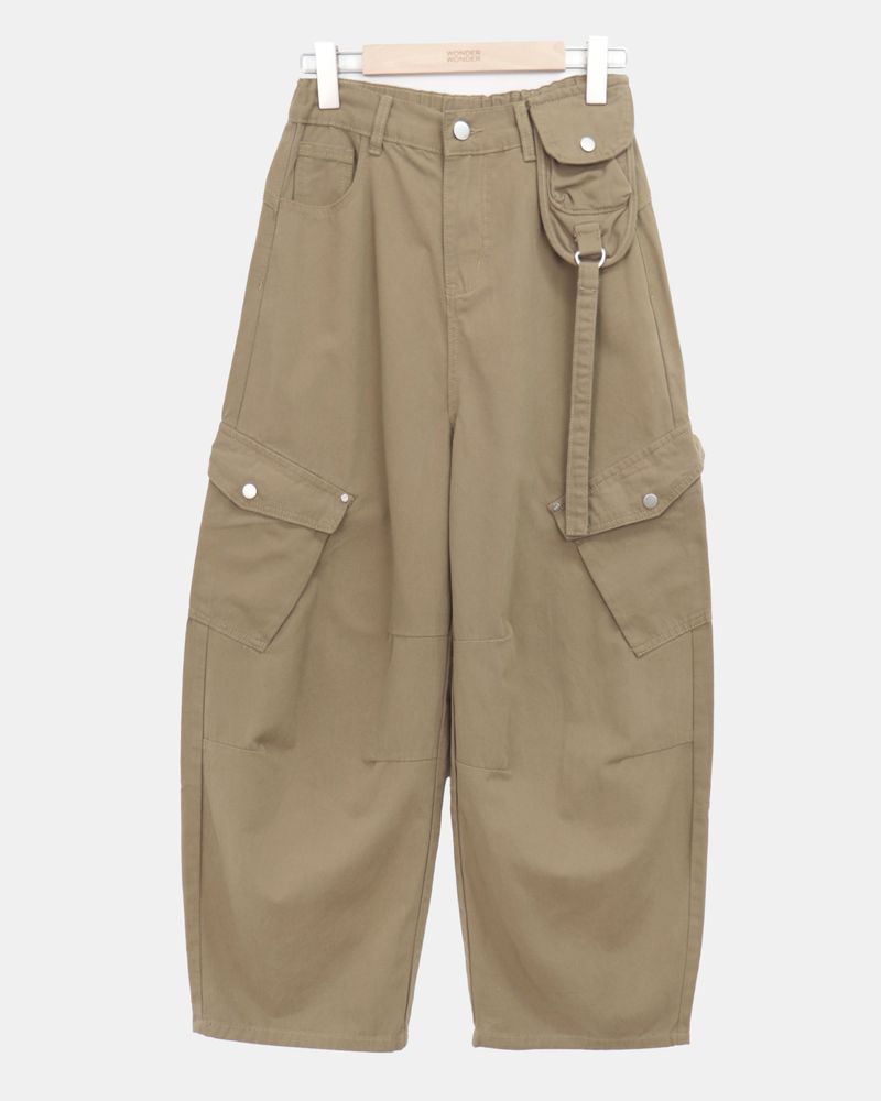 Brdin Double-Pocket Strap Washed Cargo Pants