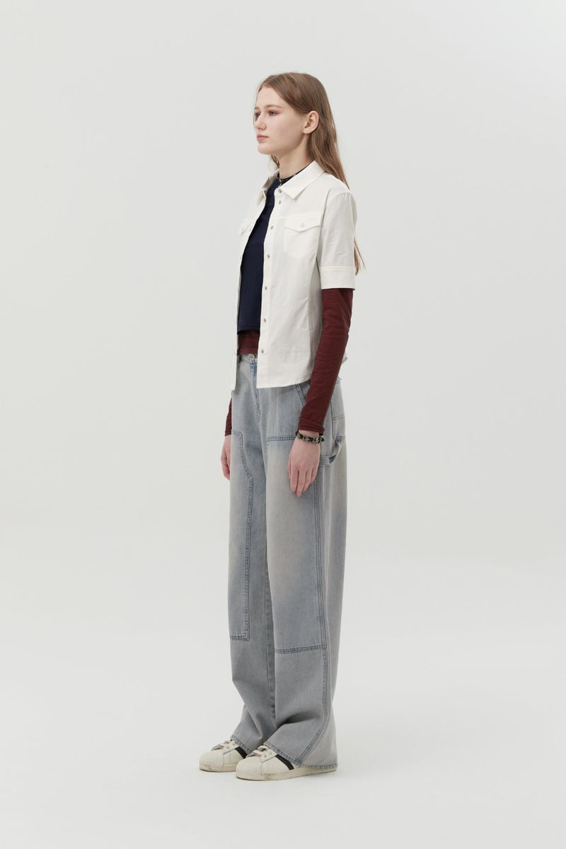 CARPENTER WIDE FIT DENIM PANTS [LIGHT BLUE]