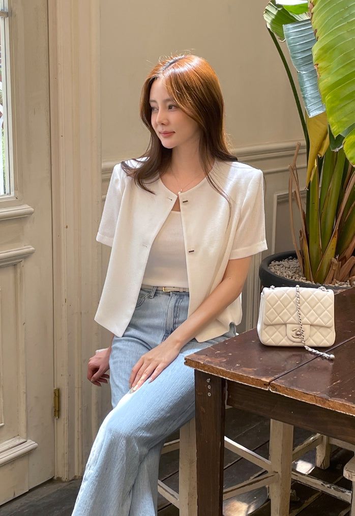 iam mari(アイアム マリ)の「Kolb Round Neck Short Sleeve Tweed Jacket(Jackets/Outerwear)」