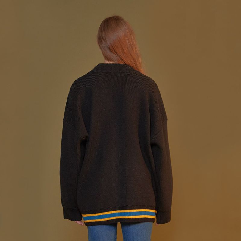 THREE LINES KNIT CARDIGAN_BLACK