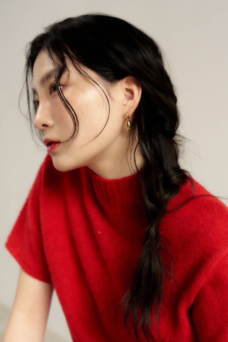 double tear earring - gold