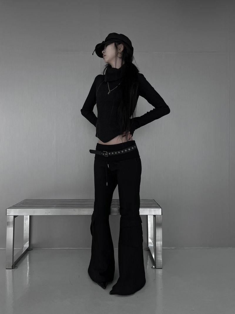 folded cargo bootcut pants (fleece-lined / 2color)
