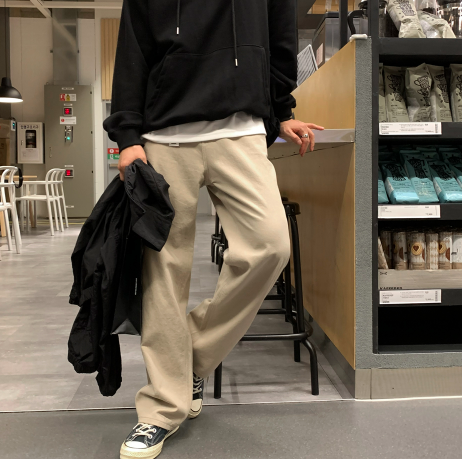 LOOKPLE（ルックプル）の「ダブルコットンハーフバンディングワイドパンツ（パンツ）」