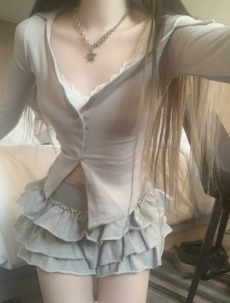 Prairin Unbalanced Button Top (2color)