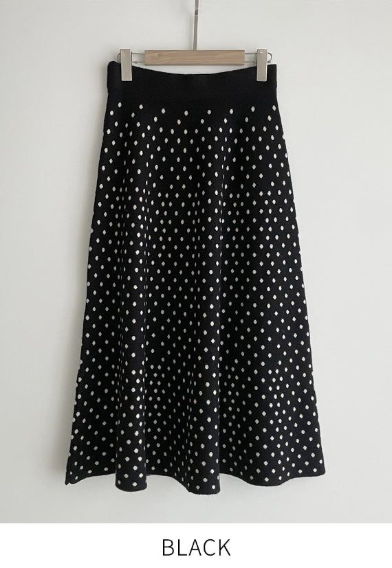Lua Dot Knit Banding Flare Skirt