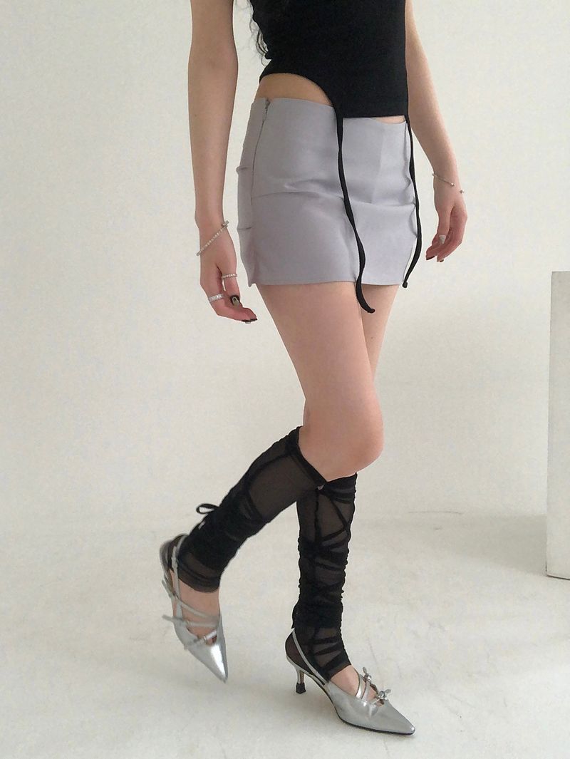 Pintuck Mini Satin Skirt