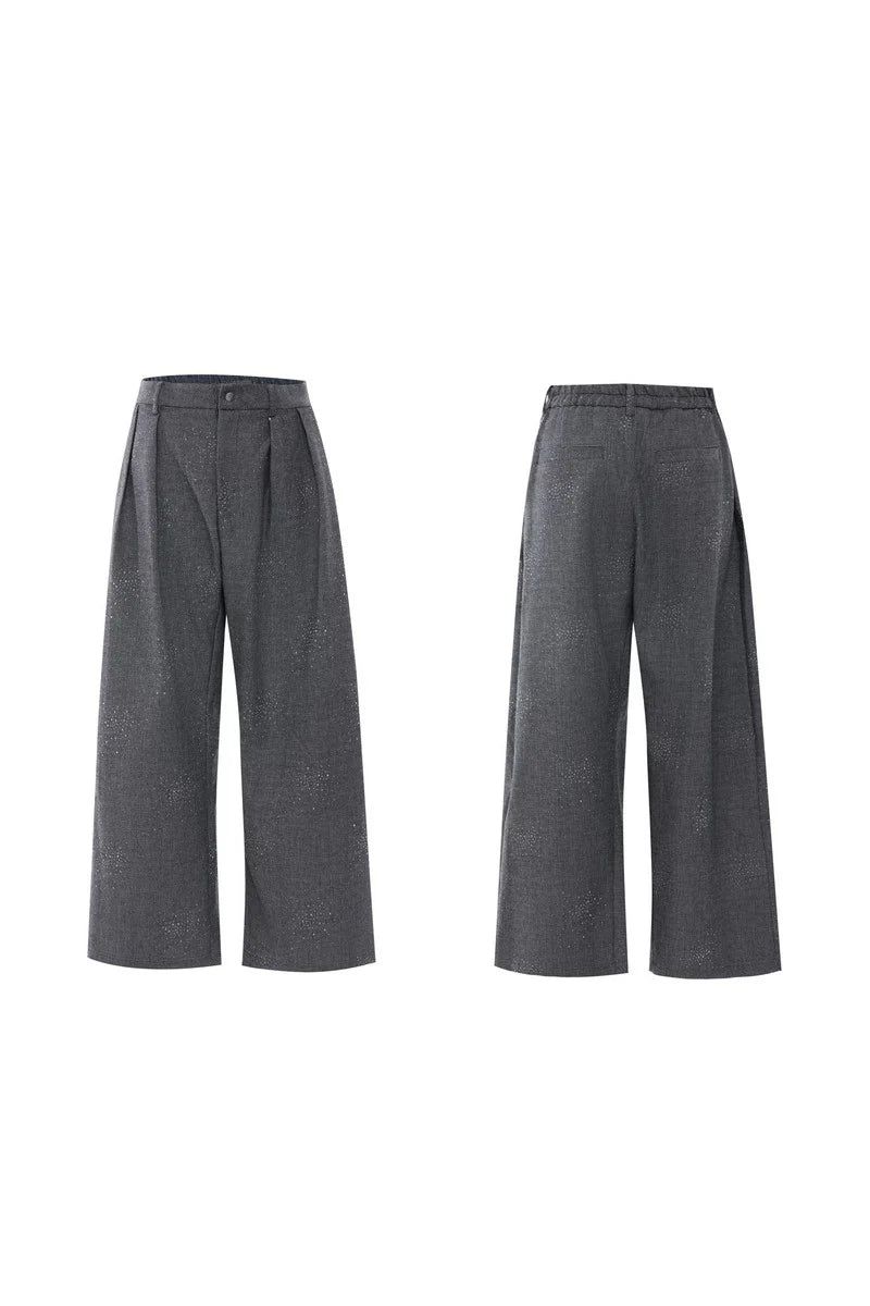 Rhinestone Sequin Pleated Trousers