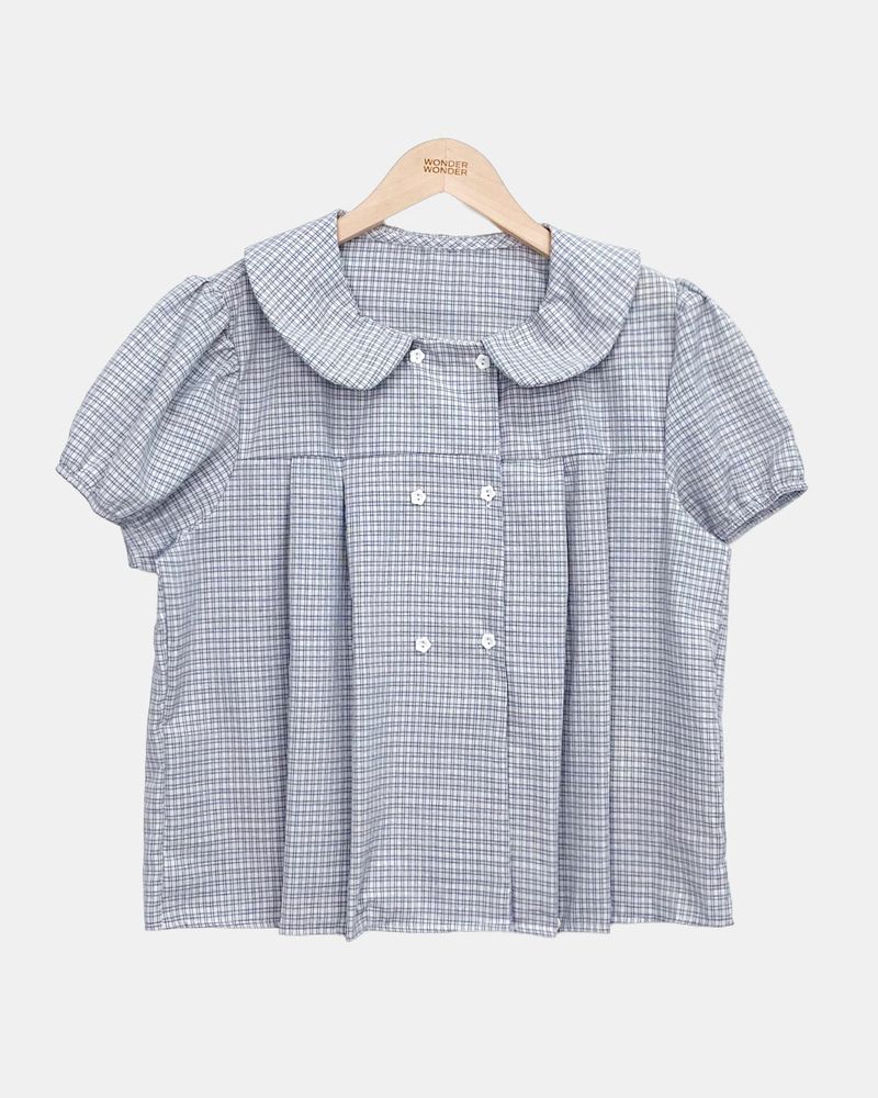 Furen Double-Button Short-Sleeve Blouse