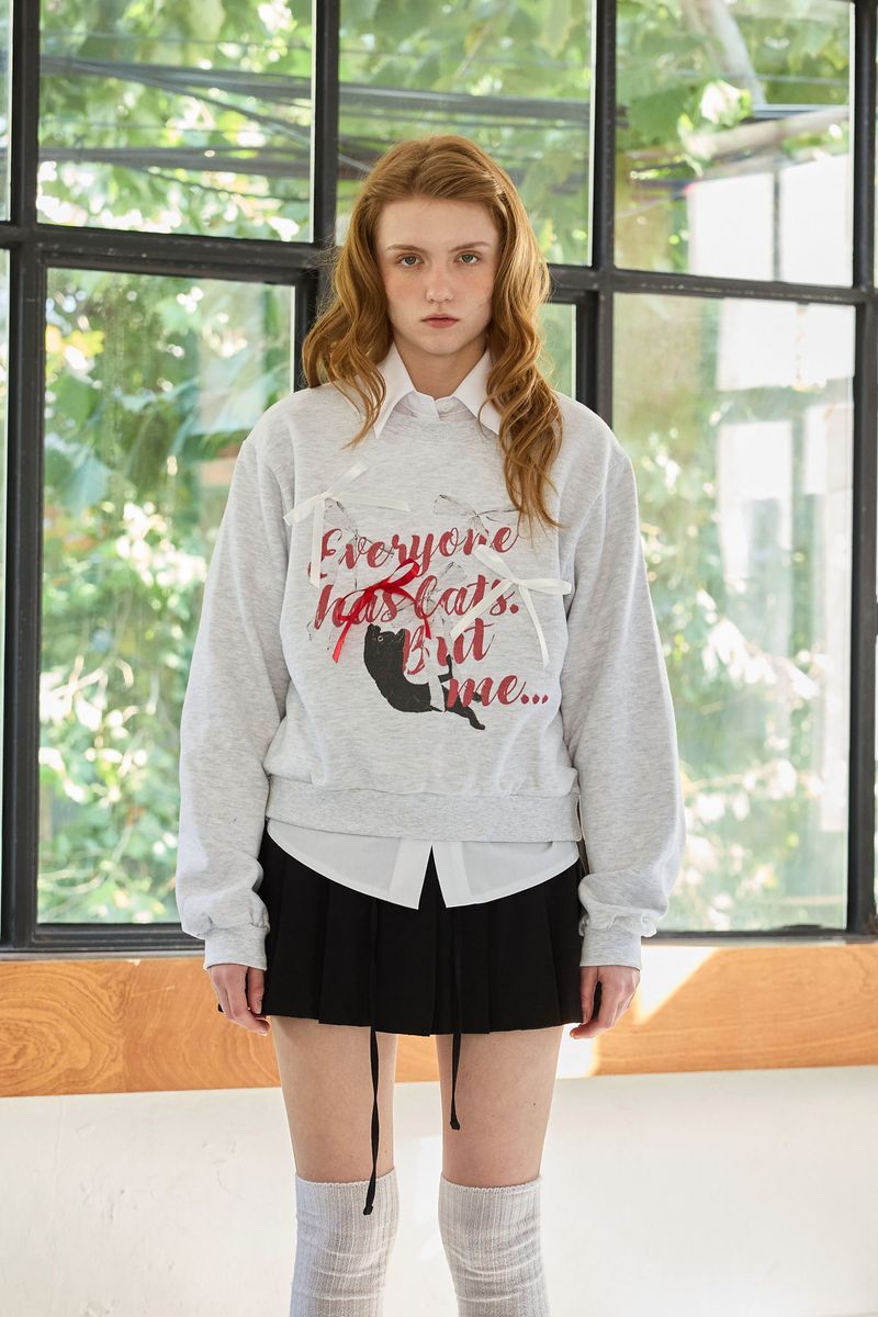 ARIKIM（アリキム）の「CHARLOTTE CAT RIBBON SWEATSHIRT / WHITE-MELANGE（Tops）」