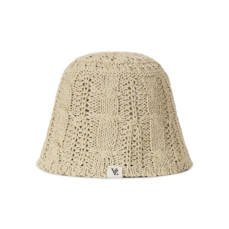 VZ Label Cable Knit Bucket Hat / Beige