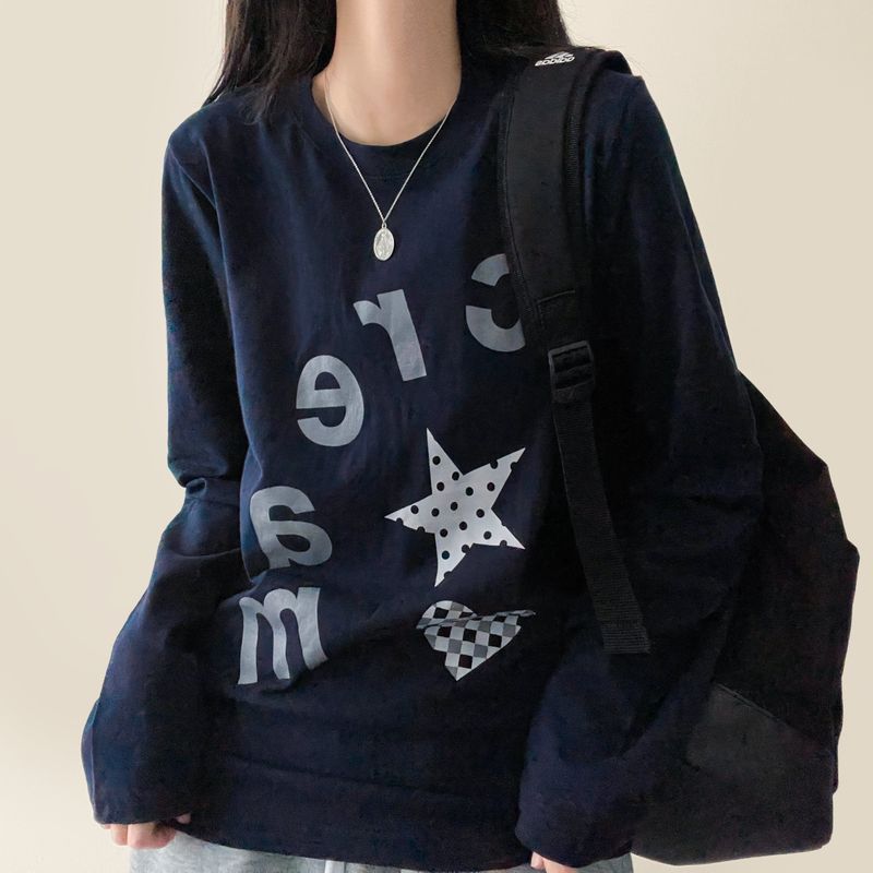 hijjoo（ハイチュー）の「Chewy dot star check heart overfit long sleeve tee （Tops）」