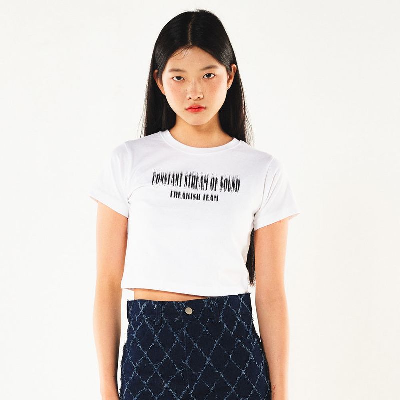 freakishbuilding(フリーキッシュビルディング)の「STIPPLE SHORT SLEEVE CROP TEE (WHITE)(Tops)」