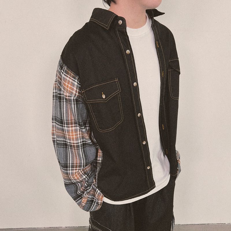 check block cotton shirt_black