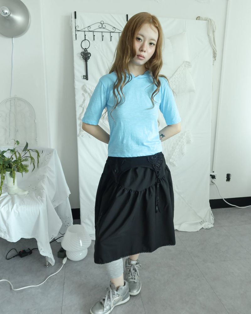 MONET LACE SHIRRING SKIRT