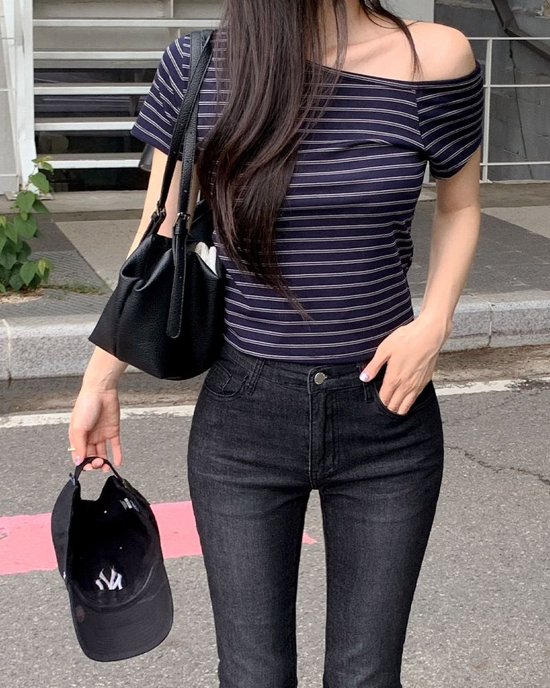 LUK stripe unbalanced T‑shirt