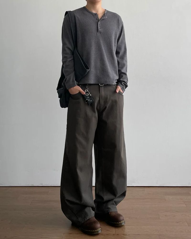 スポヘンリーネックワッフルロングスリーブ T