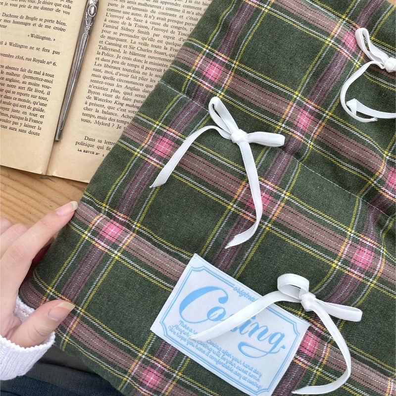 Pillow Notebook Pouch_tartan green