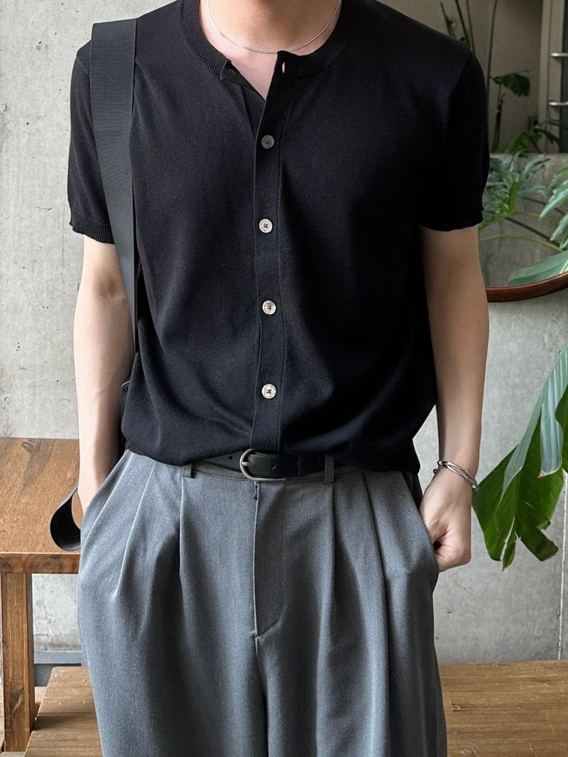 (Premium) Linen round half cardigan