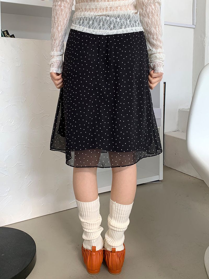 DOT MIDI CHIFFON SKIRT (2C)