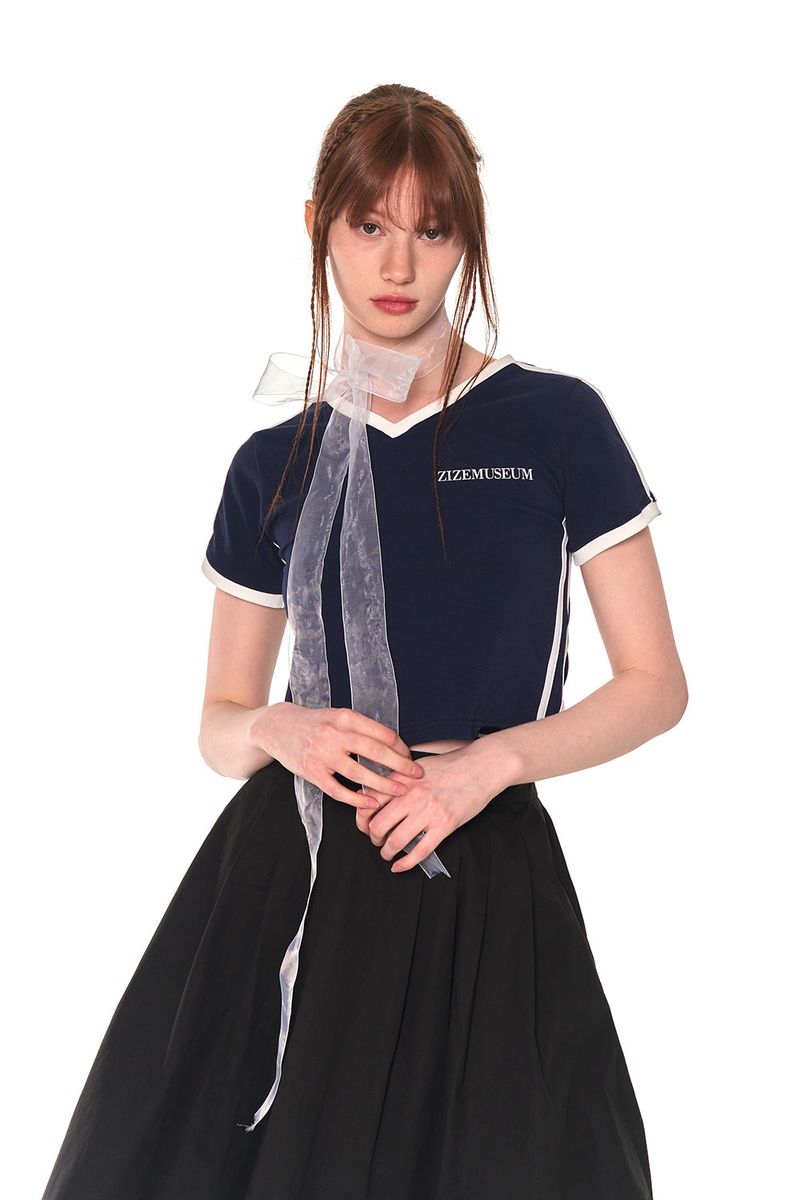 V LINE SPORTY T-SHIRTS (NAVY)