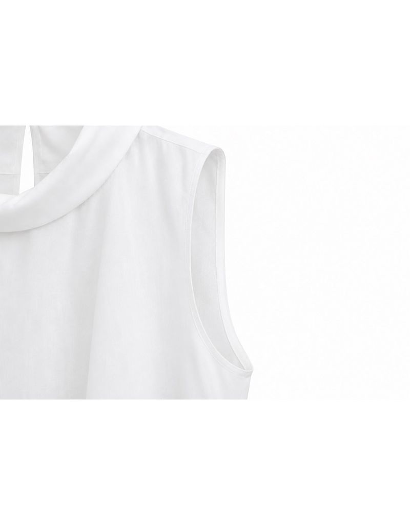 Lune High Neck Unbalance Drape Layered Sleeveless Blouse Pink