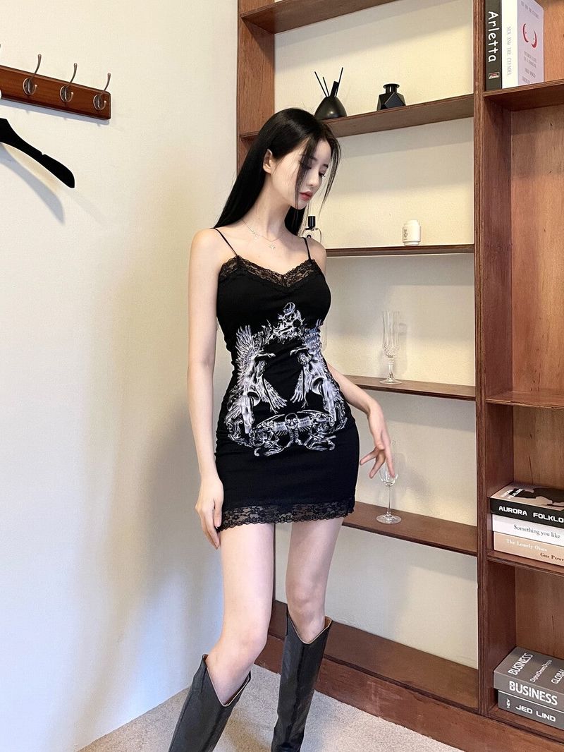 873. Goretic printing lace mini ops (2color)