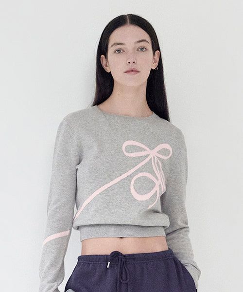 KIRSH（キルシー）の「KIRSH PLAIN RIBBON CHERRY KNIT [GRAY]（Tops）」