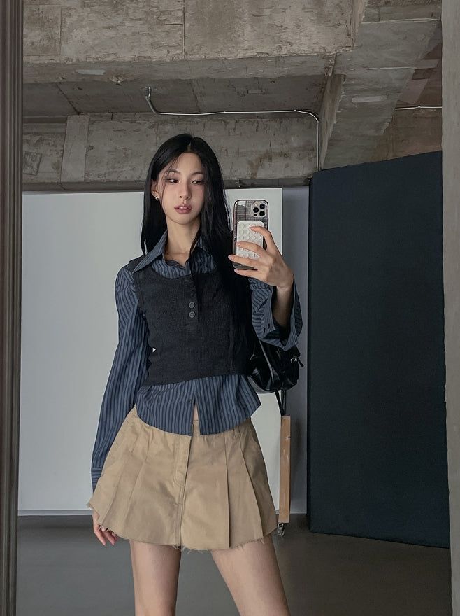 Windy Bret Button Ribbed Sleeveless