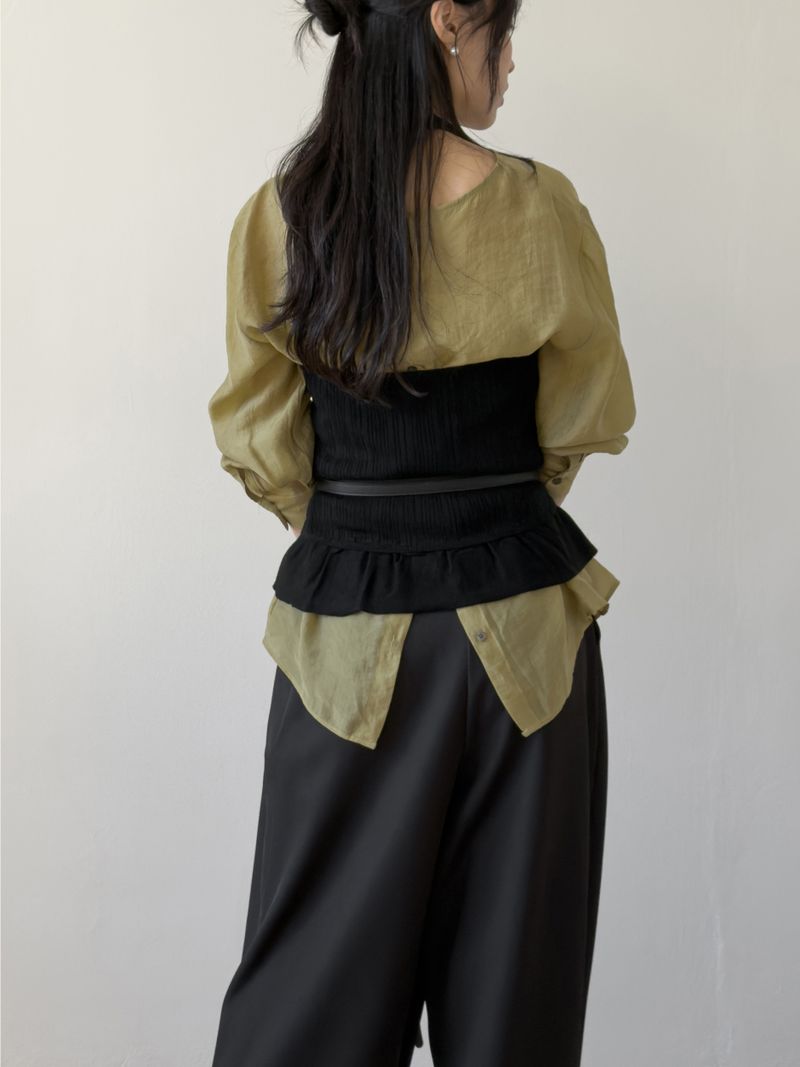 Frill halterneck knit bustier