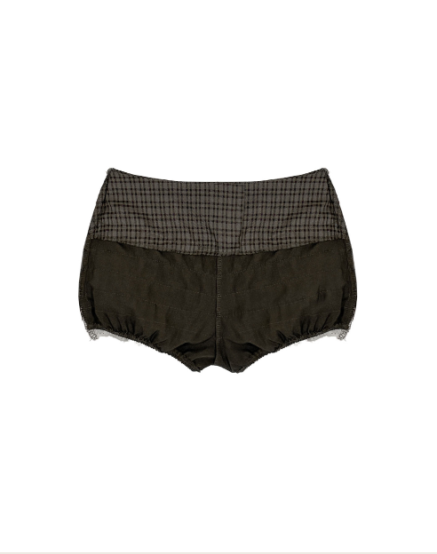 deep woody brown check & lace cancan sk