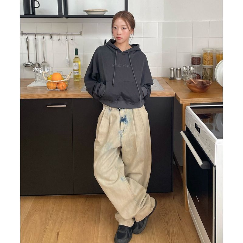STITCH PIGMENT CROP HOODIE