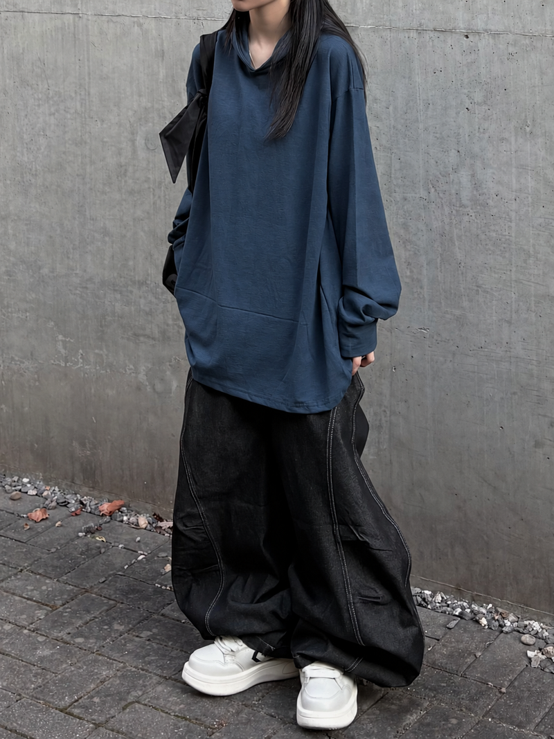 slub big hood long sleeve t-shirt