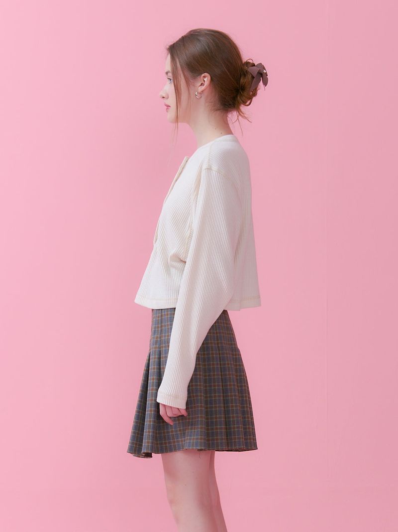 WAFFLE CROP T-SHIRT_CREAM