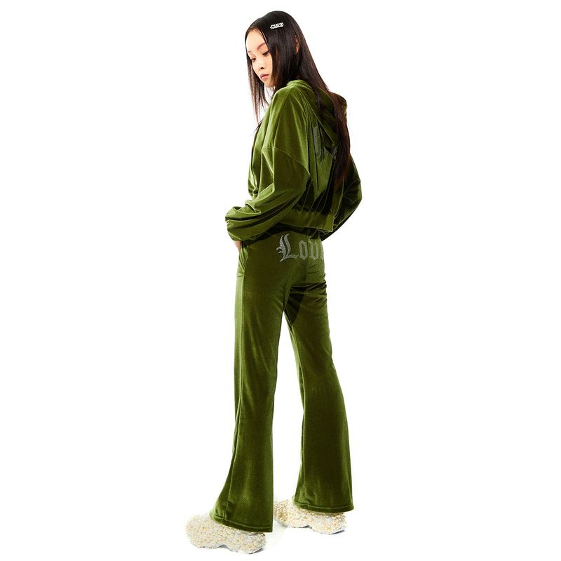 0 3 LOVE Velvet string pants - KHAKI