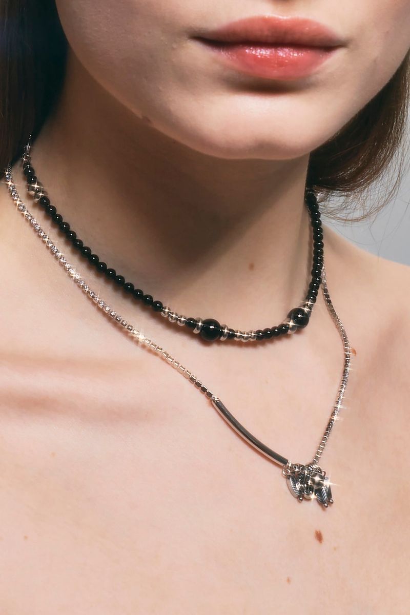 NO.333 [SILVER] BLACK PEARL NECKLACE