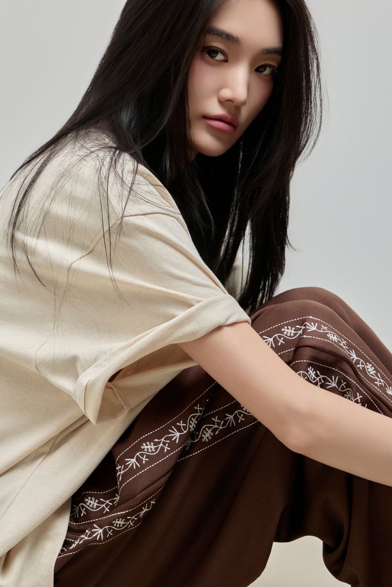 Embroidered Track Pants_Brown