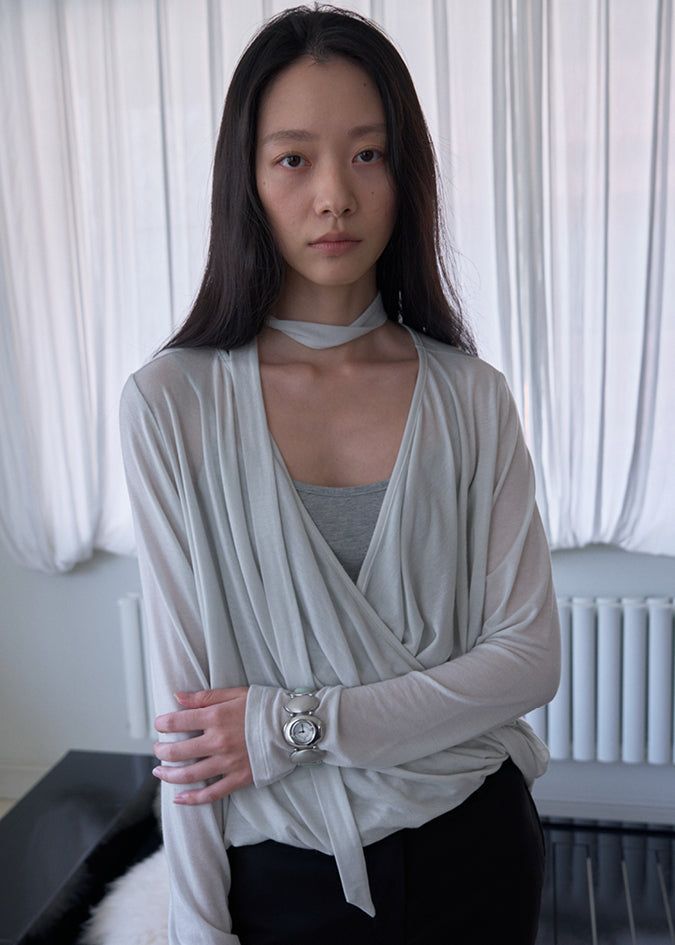 TERNE（テルン）の「Lotus Drape Scarf Top (Ash Cream)（Tops）」
