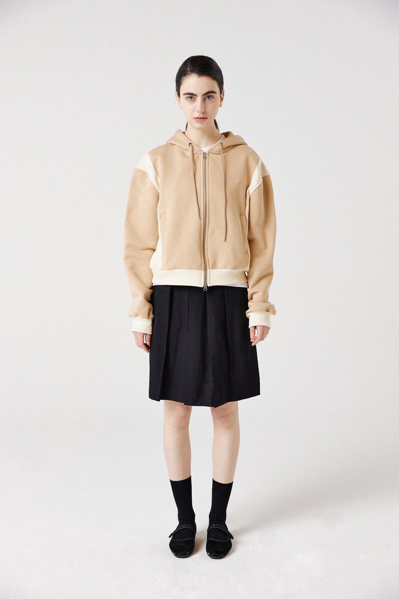 side-rib zip-up hoodie_beige/cream