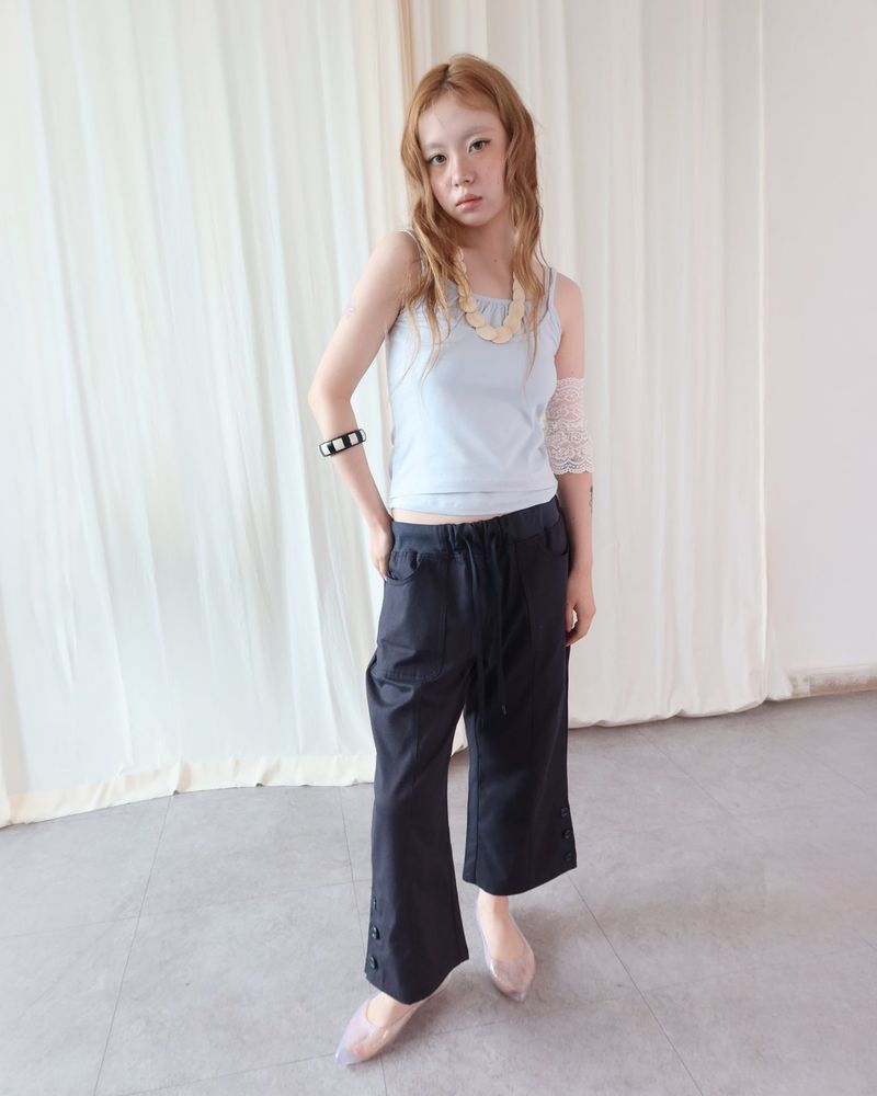 DUAL SHIRRING LAYERED CAMI