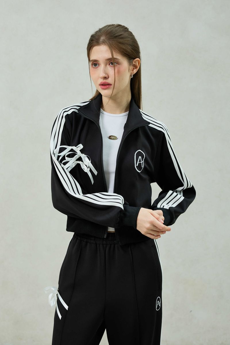 RIBBON JERSEY TRACK TOP / BLACK