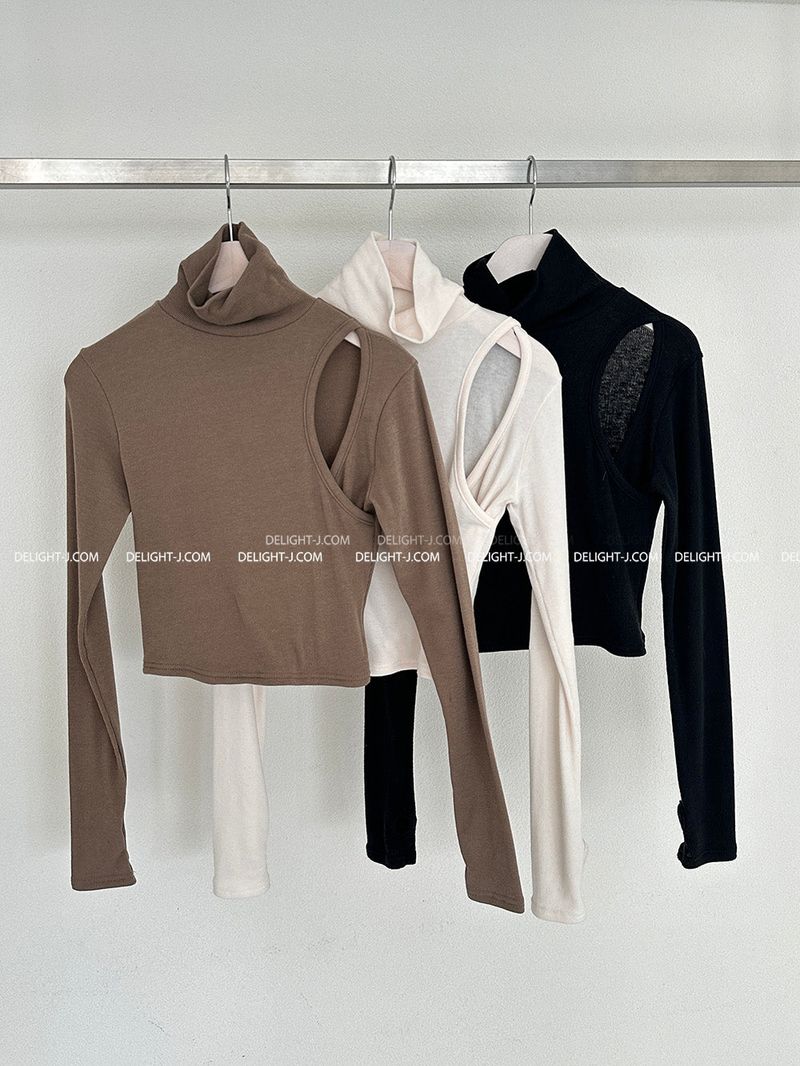 Open Warmer Cropped Turtleneck T-shirt