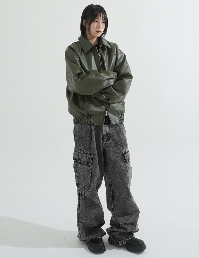 Ness pigment cargo denim pants