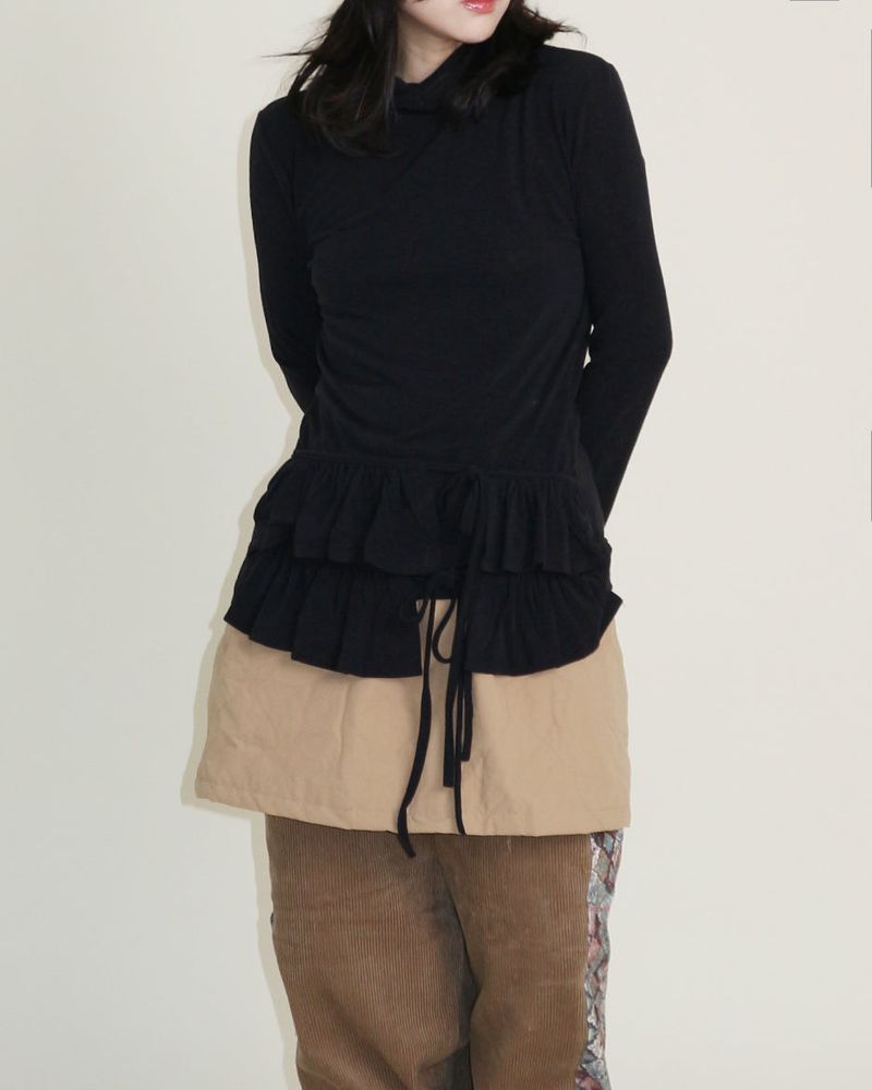 Yves Double Frill Layered Shea Turtleneck (Turtleneck)