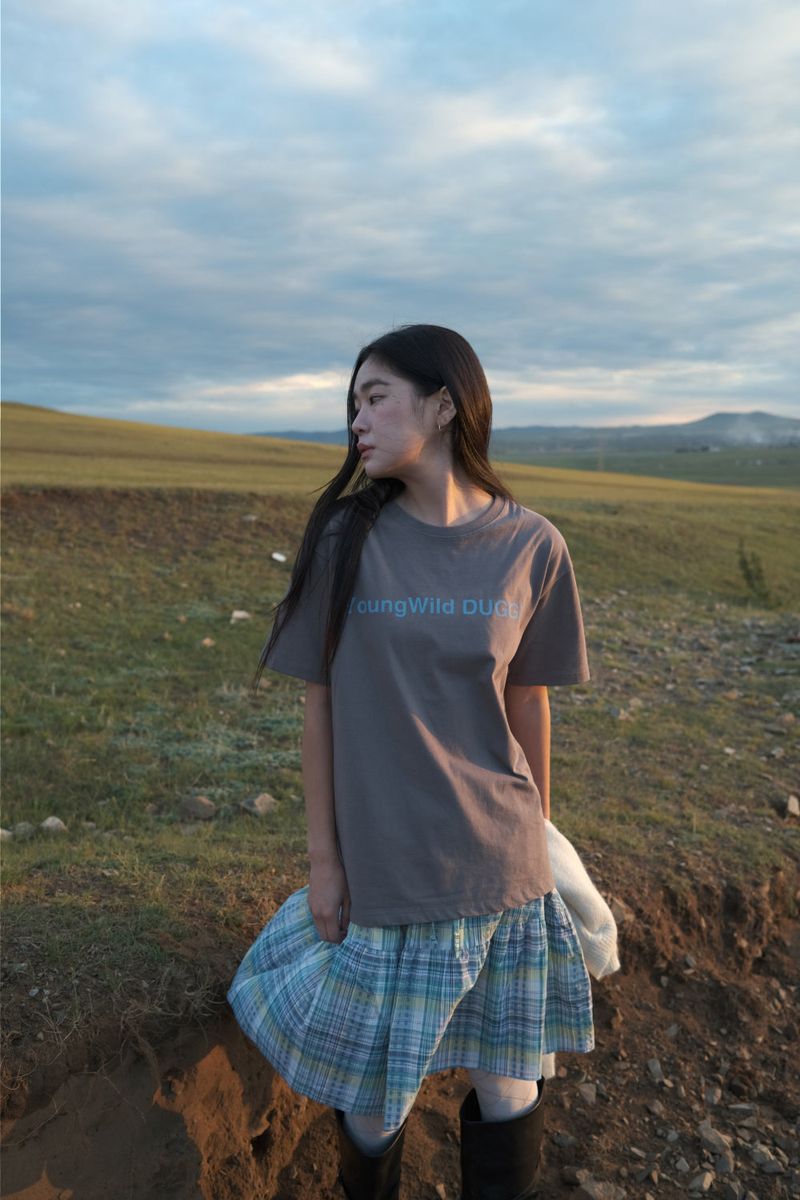 Kindergarten check skirt (2color)