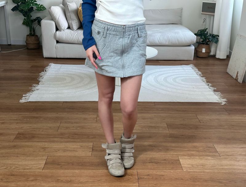 zip sweat mini skirt