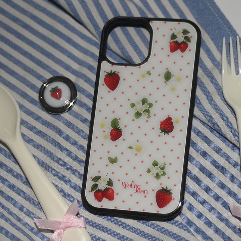 [MADE] fruits dot case (strawberry) - ivory