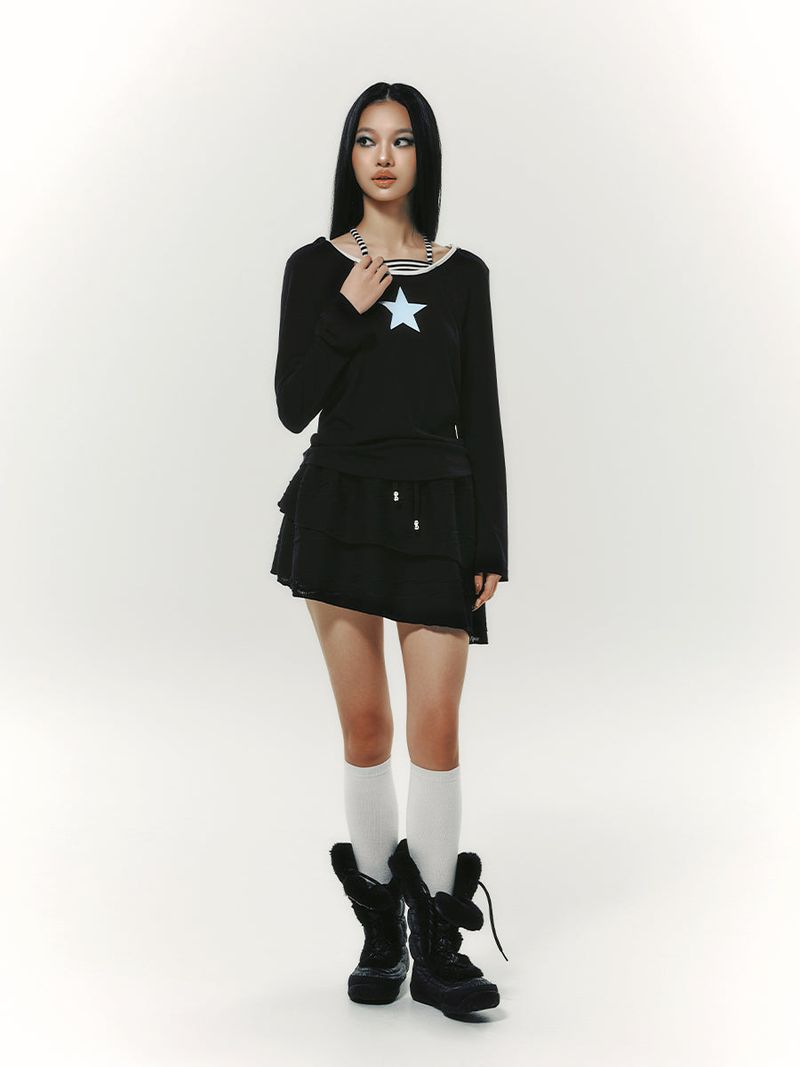 STRING TIED L/S BLACK
