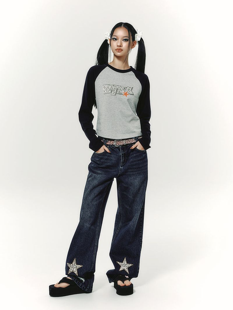 STAR RAGLAN L/S NAVY